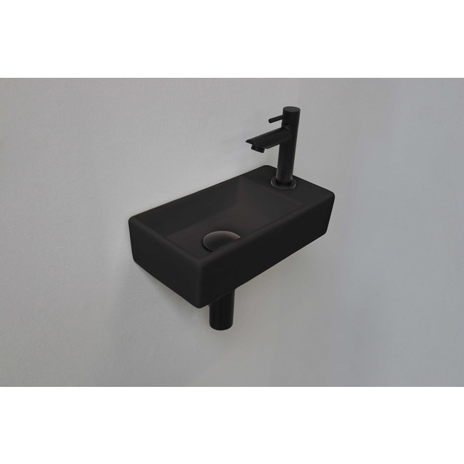 INK Versus zwart keramische fonteinset 36x18x9 cm links of rechts te plaatsen met zwarte kraan