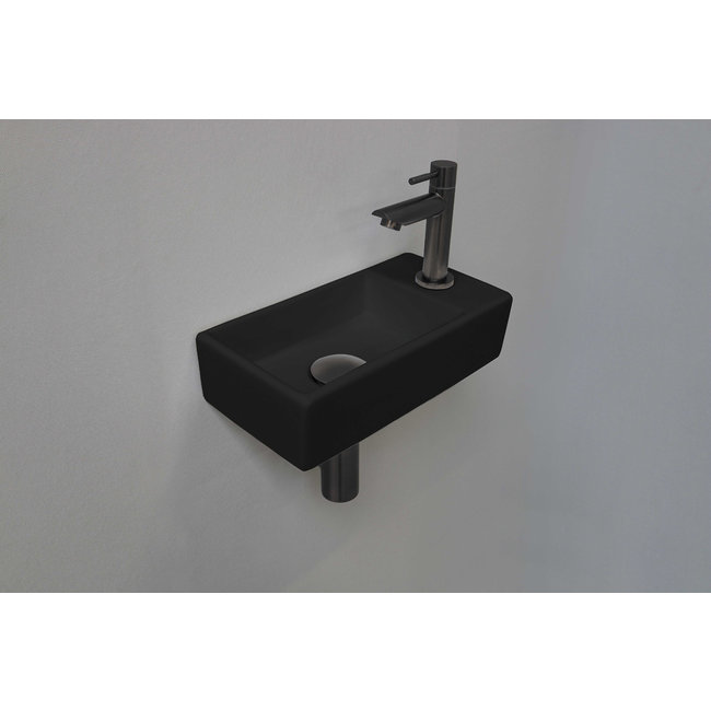 INK Versus zwart keramische fonteinset 36x18x9 cm links of rechts te plaatsen met metal black kraan