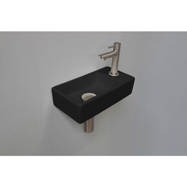 INK Versus zwart keramische fonteinset 36x18x9 cm links of rechts te plaatsen met brushed nickel kraan