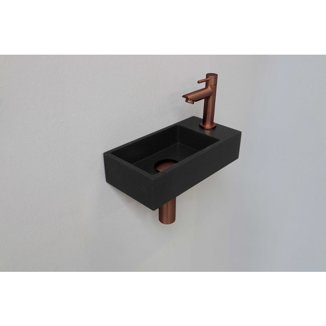 INK Versus Quartz fonteinset 36x18x9 cm links of rechts te plaatsen met mat rosé  gouden kraan