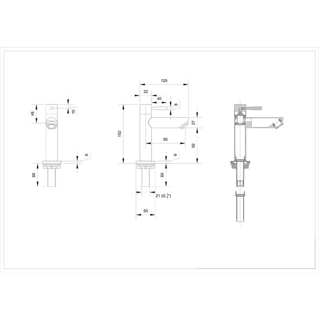 INK  fonteinkraan staand laag, always open plug en design sifon in diverse kleuren