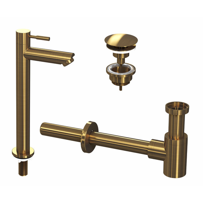 INK  fonteinkraan staand hoog, always open plug en design sifon in diverse kleuren