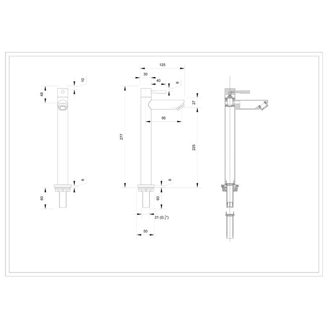 INK  fonteinkraan staand hoog, always open plug en design sifon in diverse kleuren