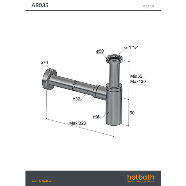 Hotbath Archie ronde design sifon