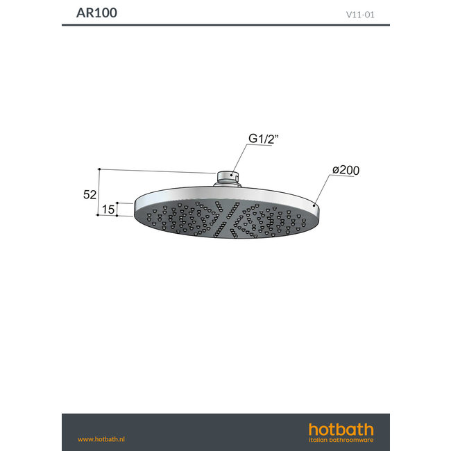 Hotbath Archie hoofddouche 20 cm of 30 cm