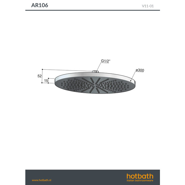 Hotbath Archie hoofddouche 20 cm of 30 cm