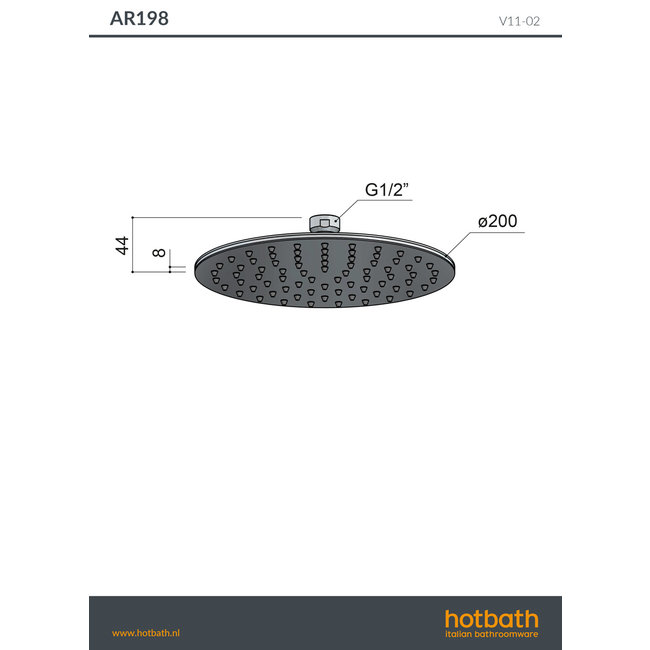 Hotbath Archie hoofddouche rond 20 cm of 30 cm