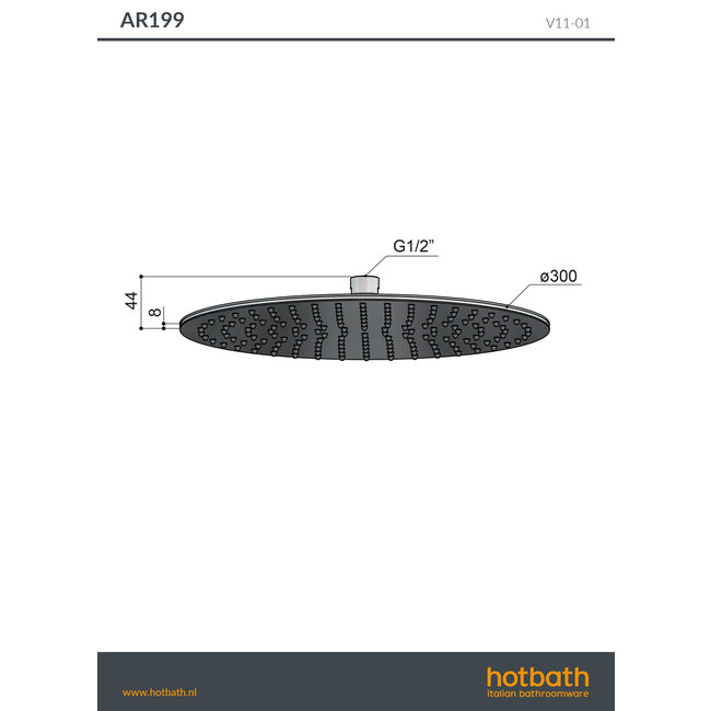 Hotbath Archie hoofddouche rond 20 cm of 30 cm
