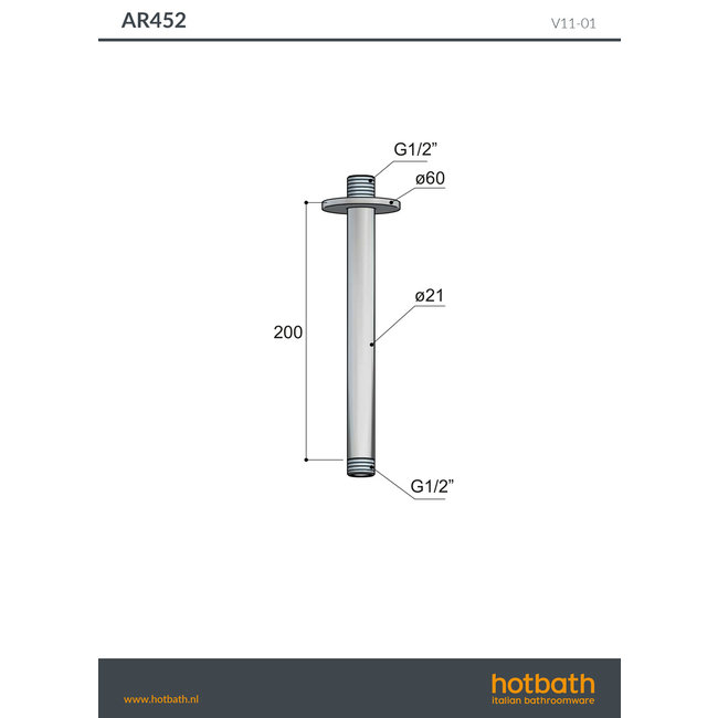 Hotbath Archie plafondbuis rond diverse afmetingen