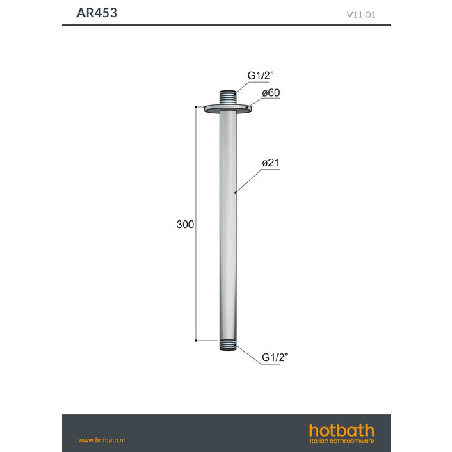 Hotbath Archie plafondbuis rond diverse afmetingen