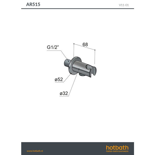 Hotbath Archie AR515 wandsteun met uitlaat
