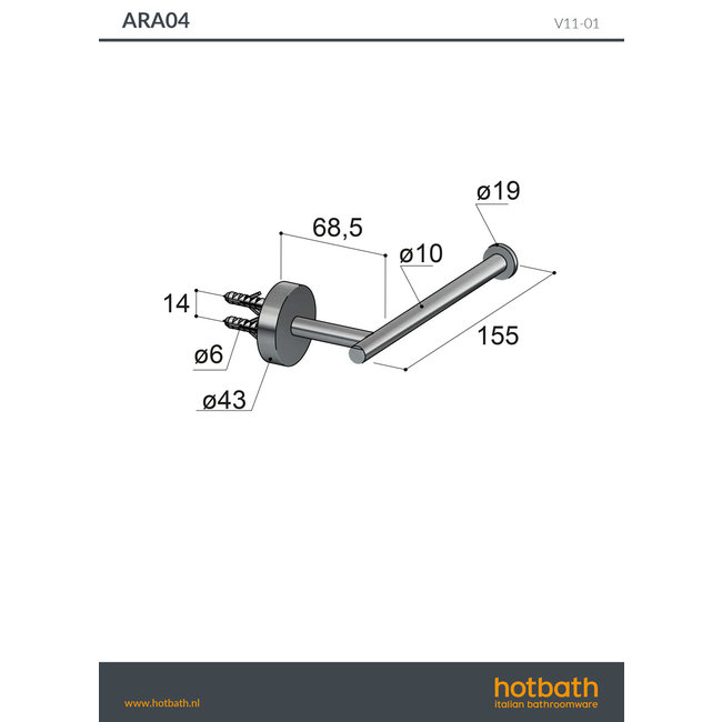 Hotbath &More ARA04 toiletrolhouder