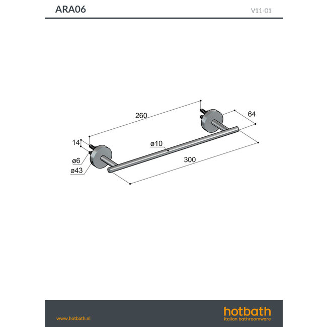 Hotbath &More handdoekhouder 2 afmetingen