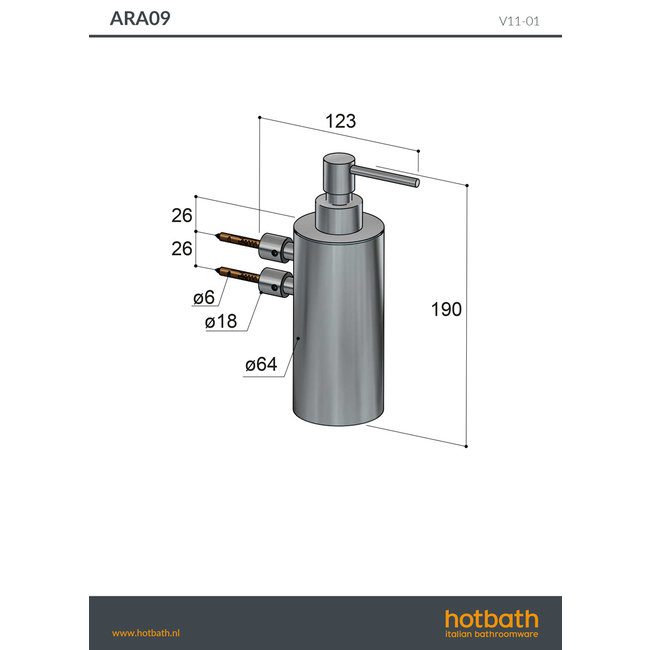 Hotbath &More ARA09 zeepdispenser wandmodel