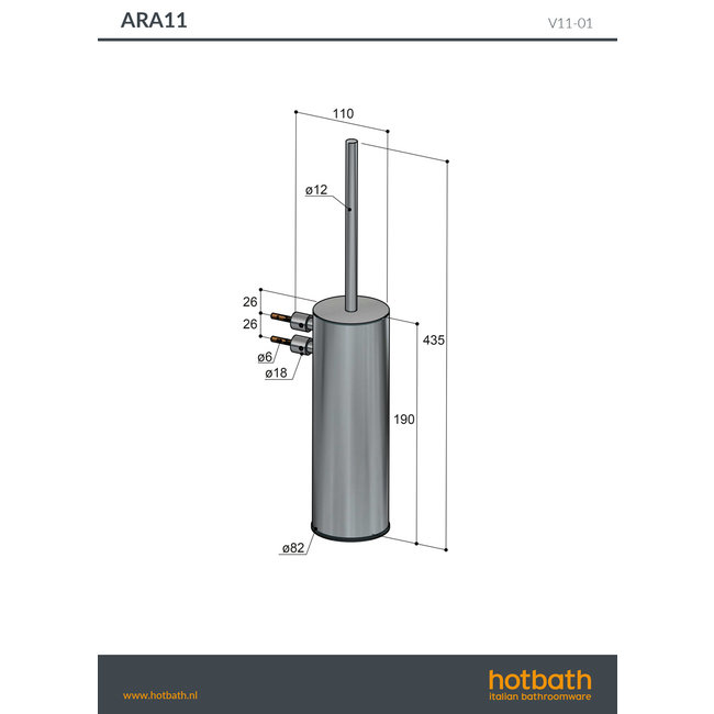 Hotbath &More ARA11 toiletborstelhouder wandmodel