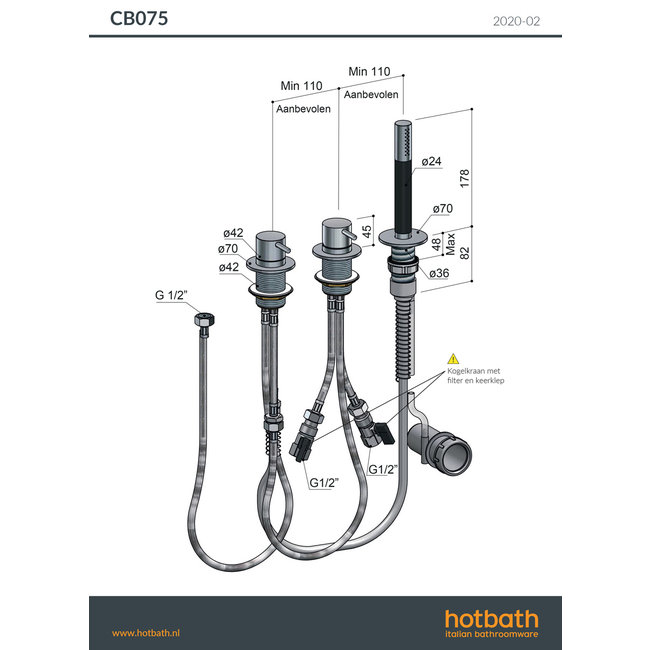 Hotbath Cobber CB075 badrandcombinatie in 2 Living colours