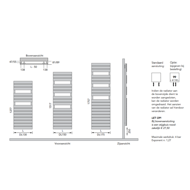 Instamat handdoekradiator Deco-Light