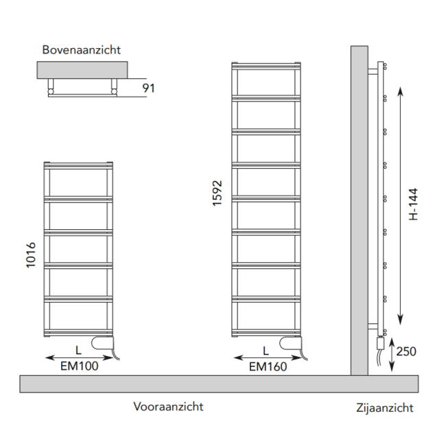 Instamat elektrische badkamerradiator Emma