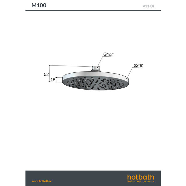 Hotbath Cobber hoofddouche rond 20 cm of 30 cm in 2 Living colours