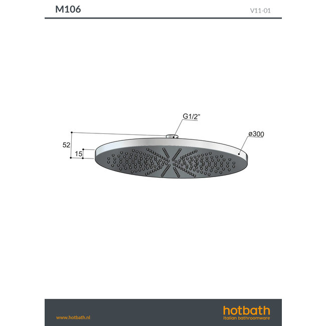 Hotbath Cobber hoofddouche rond 20 cm of 30 cm in 5 PVD kleuren