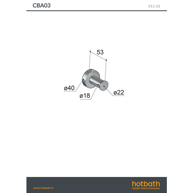Hotbath &More BAA03 handdoekhaak in 5 PVD kleuren