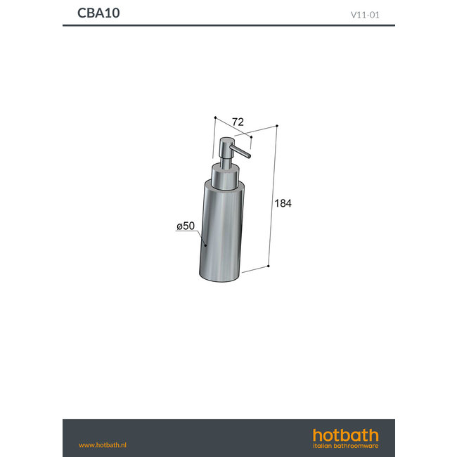 Hotbath &More BAA10 zeepdispenser vrijstaand PVD kleuren