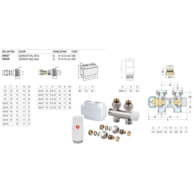 DRL Freestyle onderblokkit ½ thermostatisch