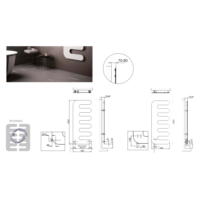 Cordivari badkamerradiator E.Sign