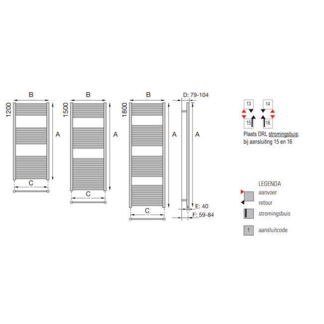 DRL badkamerradiator Elegance in de kleur RVS