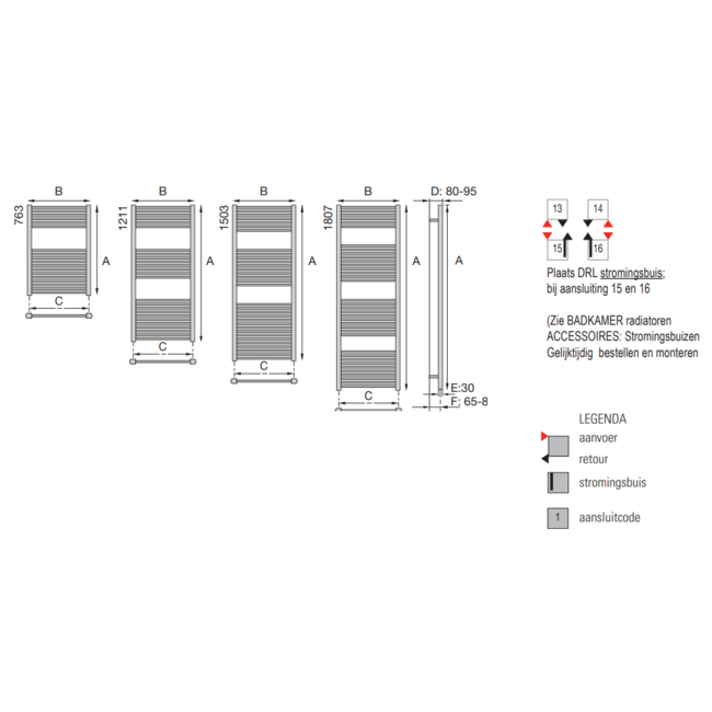 DRL badkamerradiator Lisa zwart