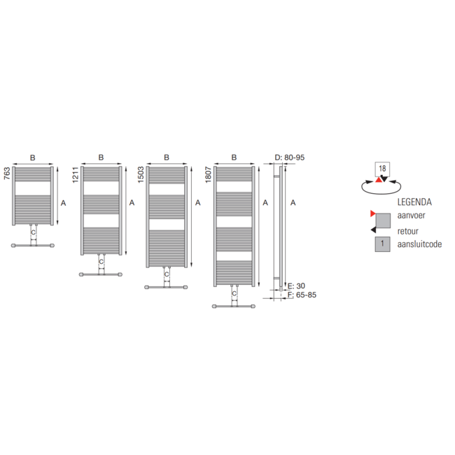 DRL badkamerradiator Lisa Compact in de kleur zwart