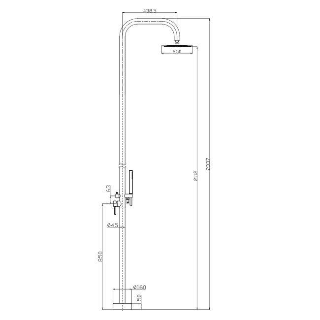 Wiesbaden Sole buitendouche met handdouche chroom