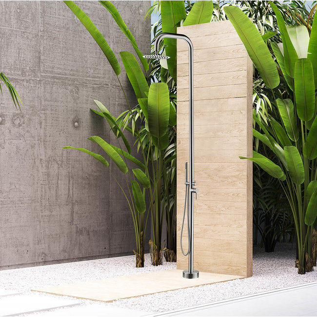 Wiesbaden Sole buitendouche met handdouche chroom