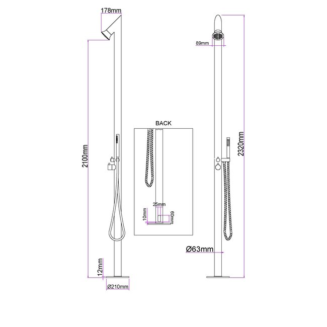 Wiesbaden Sunset buitendouche met handdouche chroom