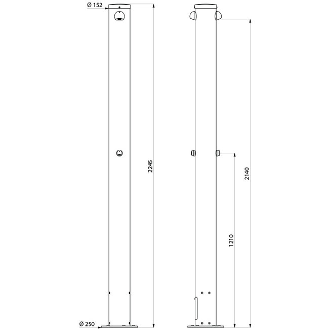 Delabie Plein Air zelfsluitende buitendouche aluminium