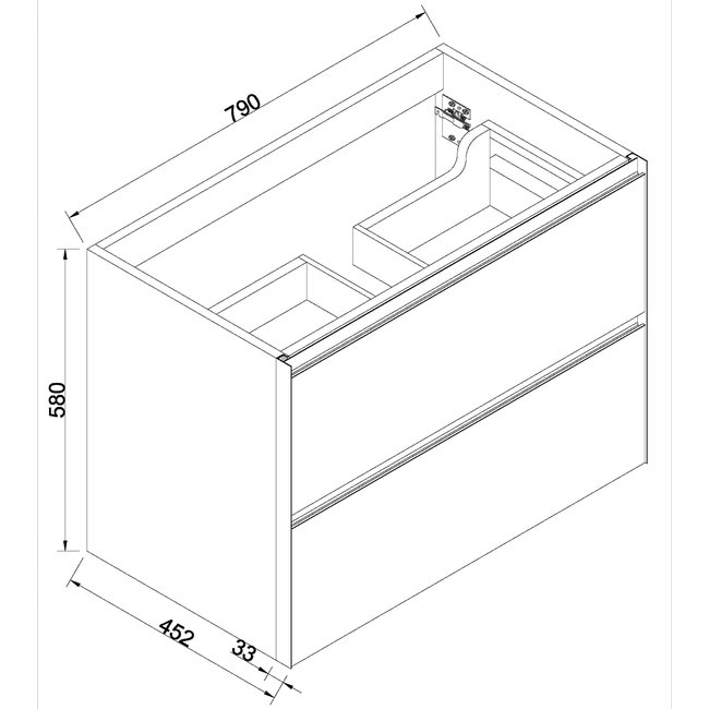 Wiesbaden Lotus wastafel onderkast hangend in 4 afmetingen