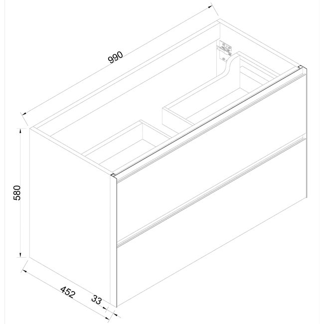 Wiesbaden Lotus wastafel onderkast hangend in 4 afmetingen