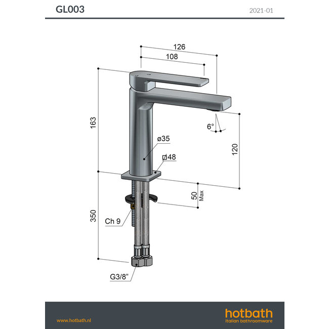 Hotbath Gal GL003 wastafelkraan
