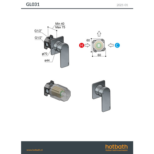 Hotbath Gal GL031 inbouw douchemengkraan