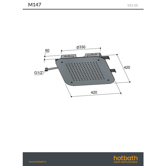 Hotbath Gal inbouw M147 hoofddouche