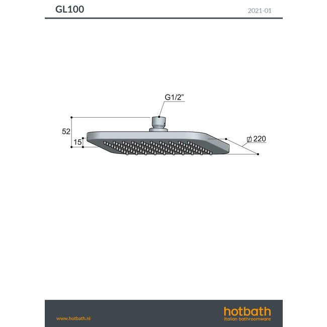Hotbath Gal hoofddouche vierkant 22x22 cm