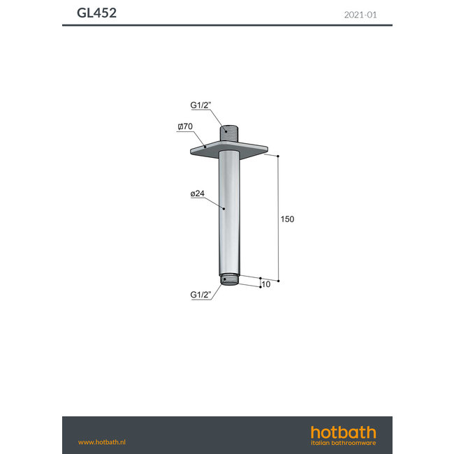 Hotbath Gal GL452 plafondbuis rond 15 cm 4 kleuren