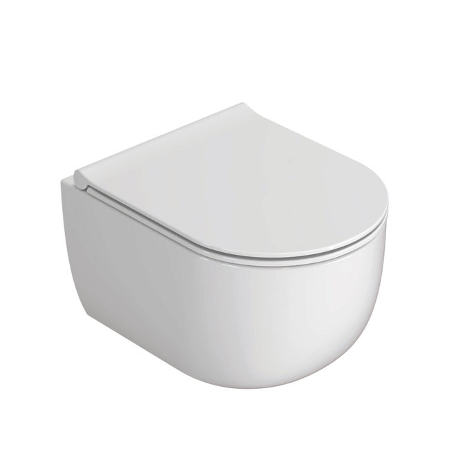 Globo Futuro Flush wandcloset zonder spoelrand  46x34 cm + toiletzitting in diverse kleuren