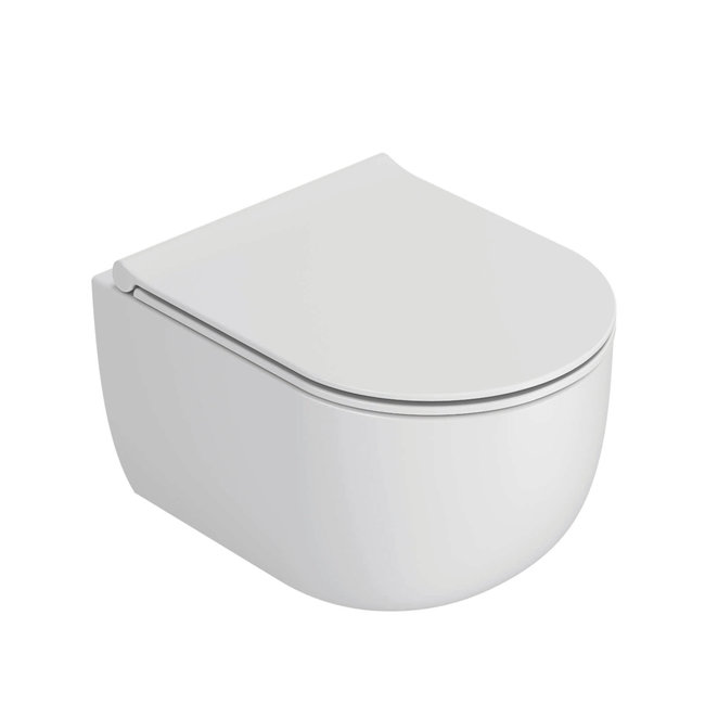 Globo Futuro Flush wandcloset zonder spoelrand  46x34 cm + toiletzitting in diverse kleuren