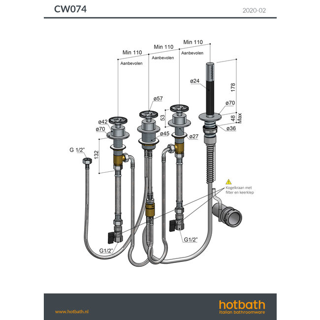 Hotbath Cobber @work CW074 badrandcombinatie in 4 kleuren