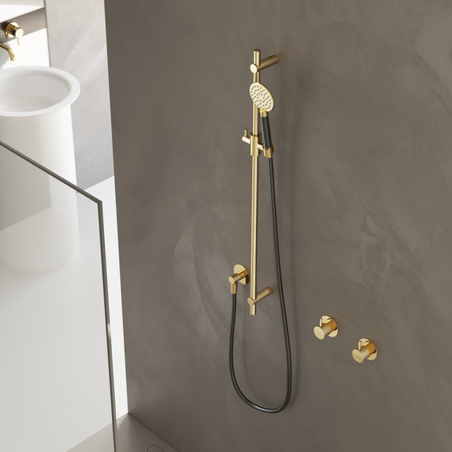 Hotbath Cobber M308 glijstang, doucheslang en ronde handdouche met Living colour finish