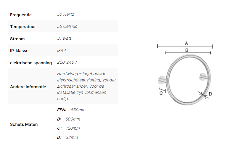 Smedbo Dry FK718 ronde elektrisch radiator Circle 50x12 cm | RVS - Van ...