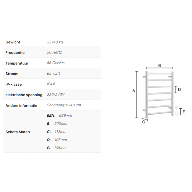 Smedbo Dry elektrische badkamerradiator Compact rond zwart of rvs