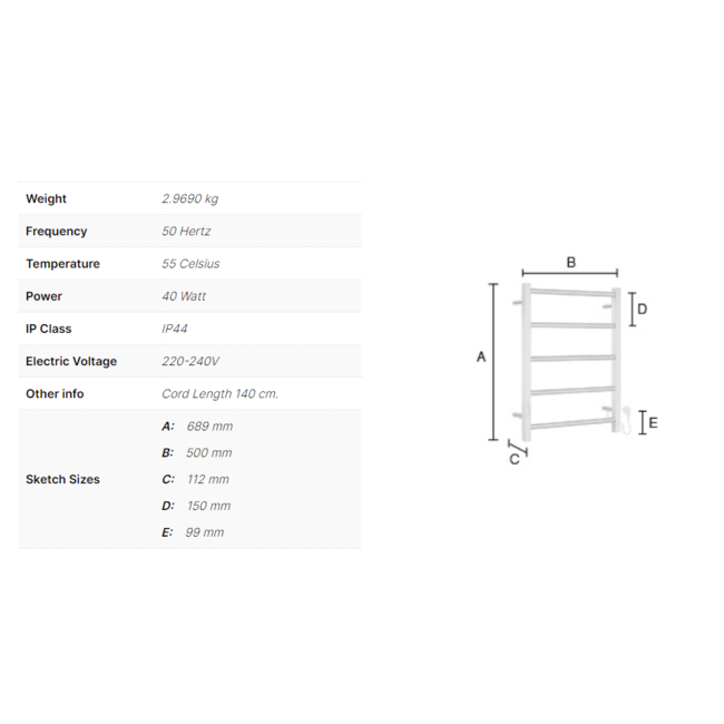 Smedbo Dry elektrische badkamerradiator Compact vierkant