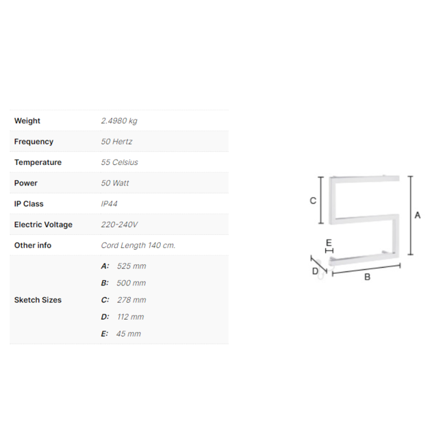 Smedbo Dry elektrische badkamerradiator S in RVS